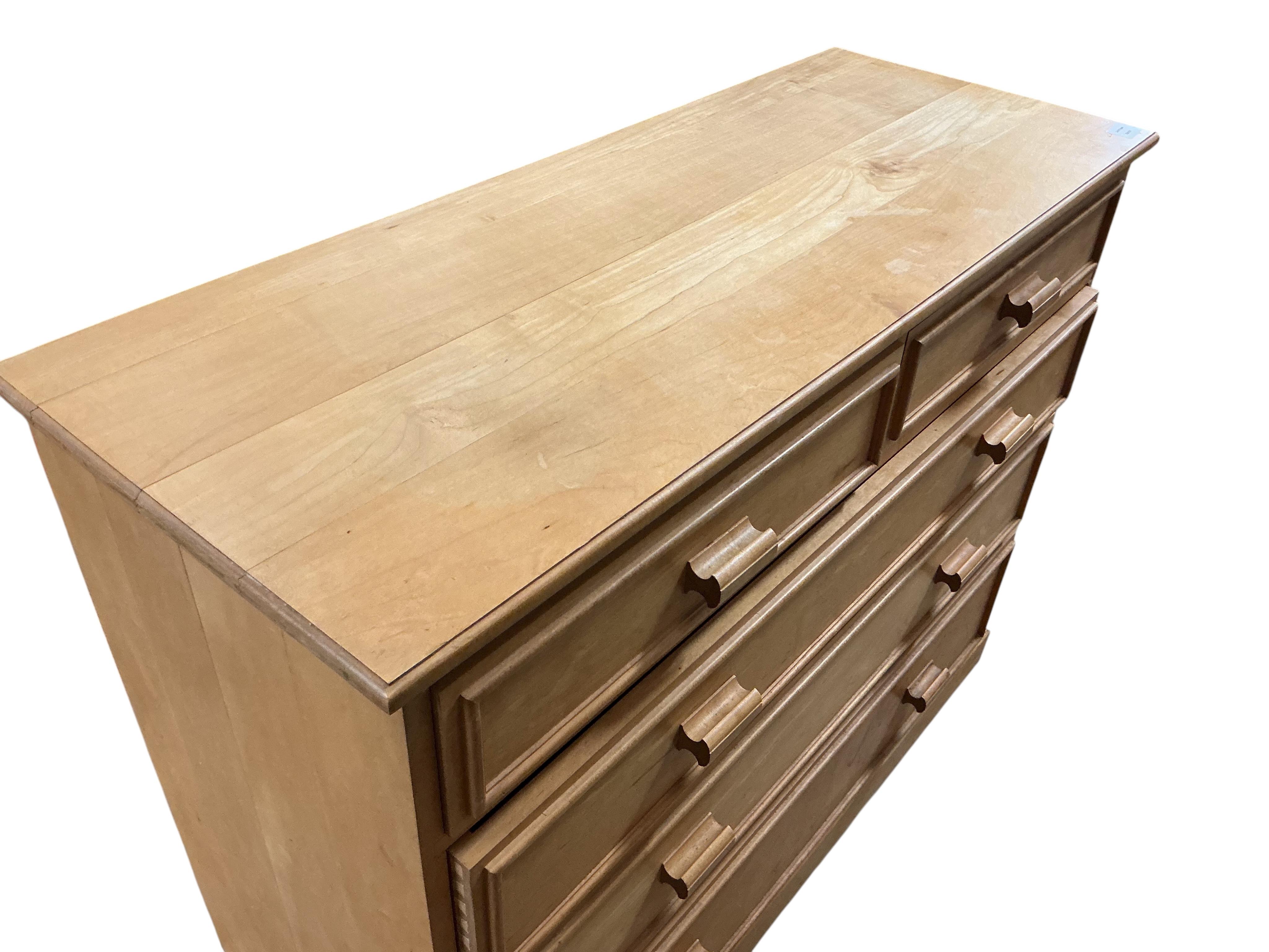 A Contemporary maple chest of five drawers, width 117cm, depth 46cm, height 92cm